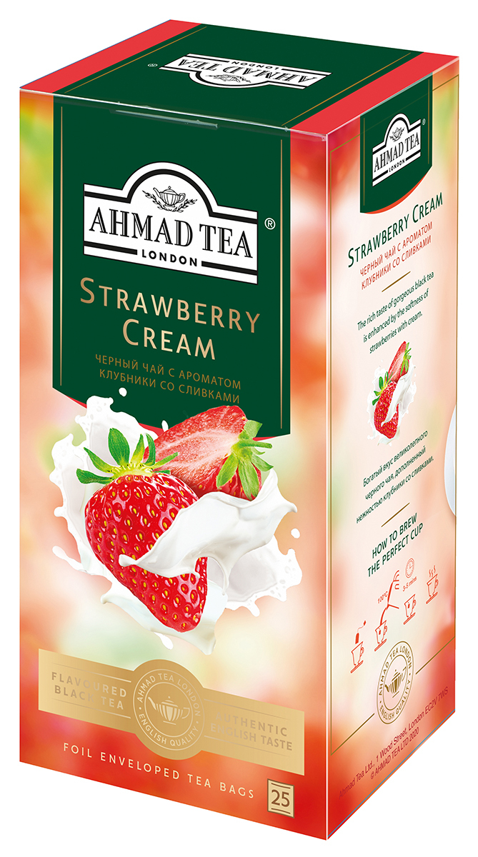 Чай "Ahmad" Strawberry Cream (25*2г) с ярл.